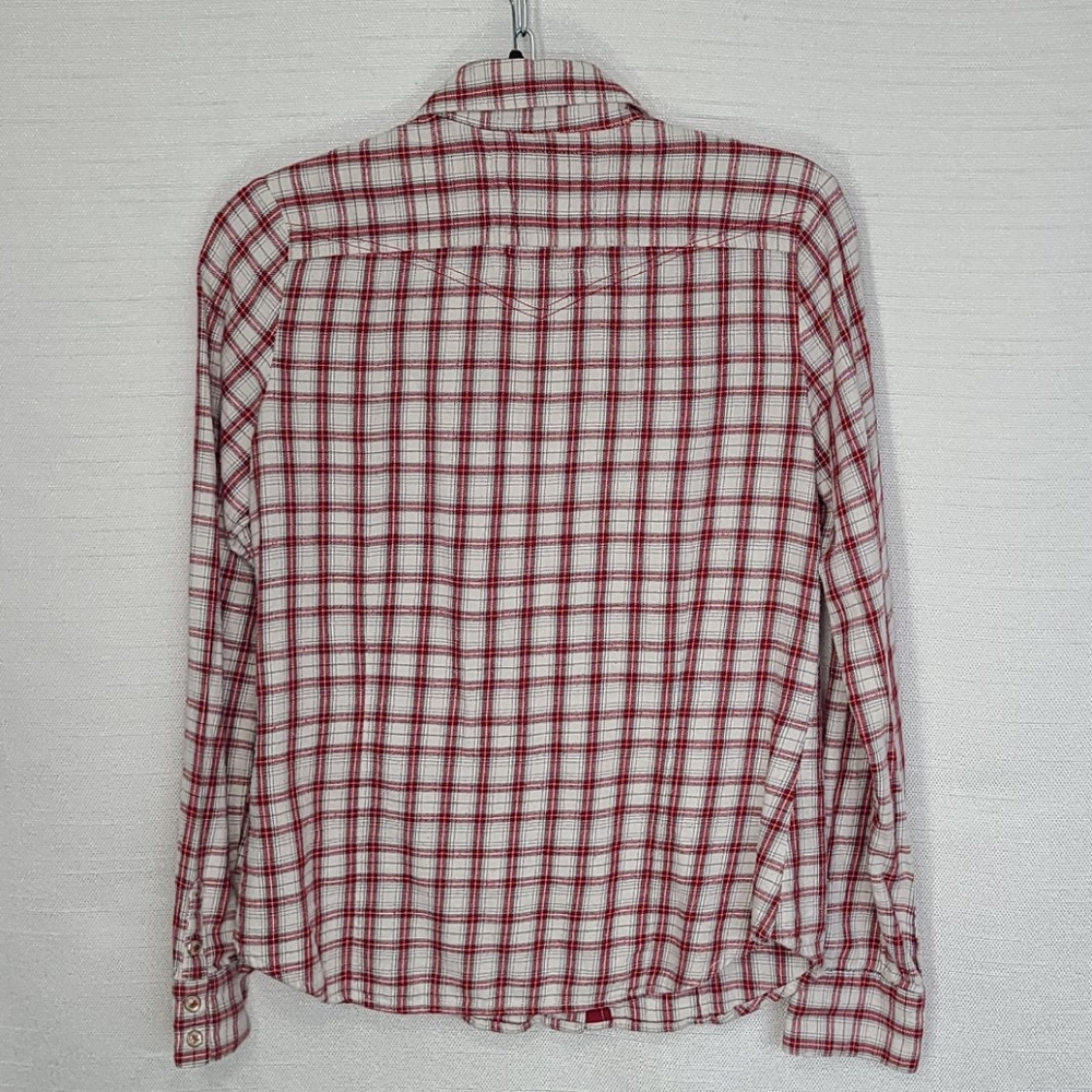 Levi's Top Long Sleeve Snap Button-Down Plaid Red Size Medium - Picture 7 of 12
